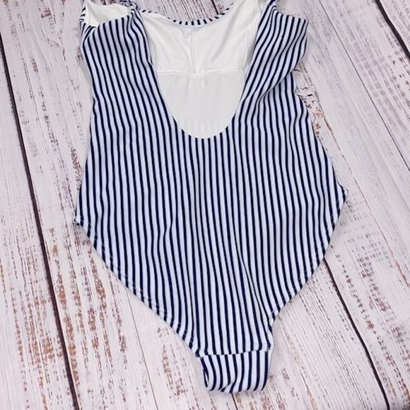 Peixoto navy striped one piece swimsuit size small - Picture 6 of 8